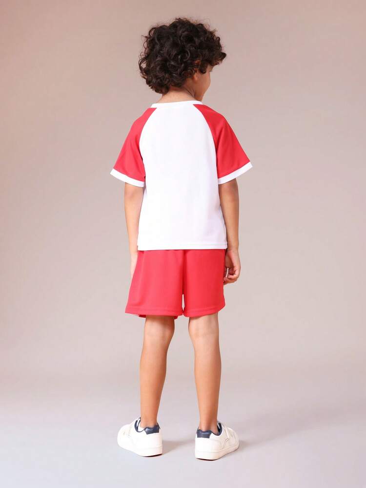 Raglan Sleeve Tee And Shorts Set