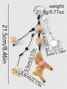 ROMWE 1 Spring New Simple Casual Versatile Multi-Color Resin CCB Star Matte Round Beads Imitation Mink Acrylic Deer DIY Keychain Bag Pendant, Holiday Gift - Multicolor - View 7