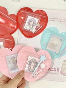 20pcs-Heart Shaped Red Ang Pink Heart Shaped Bag, Resealable Bag, Cute Mini Bag, Valentine's Day Trinket Bag, Clear Resealable Bag, Cute Snack Bag, Business Wedding Birthday Holiday Party Supplies, Valentine's Day Decoration, Valentine's Day Gift Bag,Easter Gift Bag, Mother's Day Decoration, Mother's Day Gift, Mother's Day Gift Bag - Red + Pink - View 5