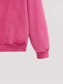 Open Phase Washed Men's Autumn Dropped Shoulder Long Sleeve Zipper Collar Retro Fashion Print Casual Hoodie - Hot Pink - View 5