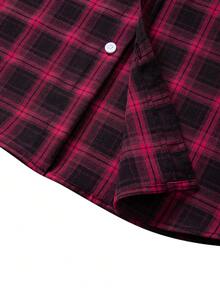 Manfinity Nomadique Men's Plaid Long Sleeve Single-Breasted Casual/Business Shirt Men Button Up Shirt Men Plaid Shirt Men Shirt Burgundy Men's Shirt Plaid Shirt - Red - View 5