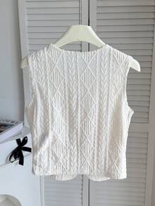 SHEIN Tween Girls' Textured Knit Sleeveless Elegant Versatile Vest Shirt - Apricot - View 2