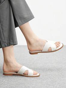 CUCCOO BIZCHIC Women's Casual Versatile Slip-On Flat Sandals Valentine's Day - White - View 5