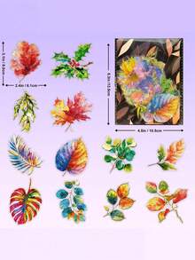 30张/套 3D金箔宠物激光贴纸，树叶和植物图案，防水贴纸，ins风，装饰 - 彩色 - 查看 10