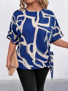 EMERY ROSE Large-Sized Woven Printed Casual Summer Shirt For Vacation - Apricot - View 6