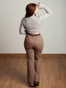 Lupita Cardoza 女式格子双口袋休闲皮带复古裤 - 彩色 - 查看 2