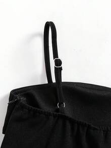 Eleganter ärmellose Jumpsuit mit Perlenbesatz für Tween Mädchen, Sommer - Schwarz - Übersicht 6