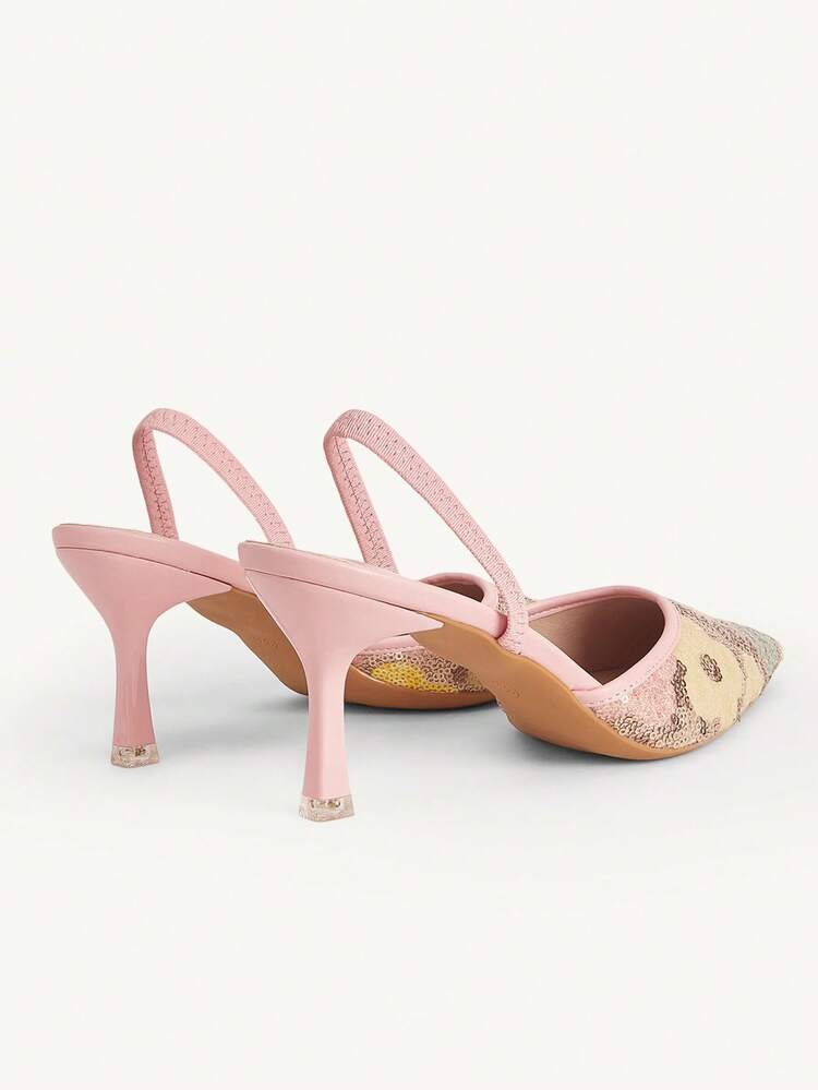 CUCCOO CHICEST 女性用 ポインテッドトゥ スパンコール パッチワーク デイリー 多用途 ファッション ハイヒール