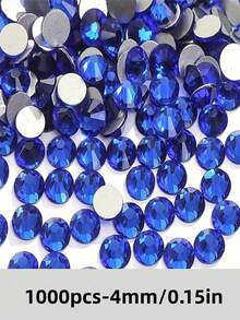 2000 buah Rhinestone Resin Pipih Biru Tua Ukuran 3-6mm, Batu Permata Jelly Bulat untuk Membuat Aksesoris Sepatu, Pakaian, Kosmetik, Tas, Dekorasi - Royal Blue - View 7
