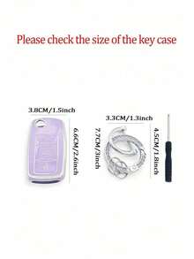 Luxury Purple Diamond Teddy Bear Keychain + Car Violet Anti-Drop Key Cover, Suitable For Vw/Passat/Teana/Sagitar/Superb/Douqi Yakkie/C-Trek/Xinrui Special Use - A - View 3