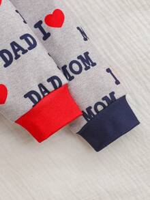 Newborn Baby Girl/Boy Cute Casual Knit Cartoon Letter Print Long Sleeve Pajama Set - Multicolor - View 7