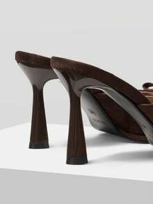 MOTF 蝴蝶结装饰穆勒鞋，纯色高跟凉鞋，度假鞋，适合夏季新年假期、春季、春假、复活节舞会等场合。