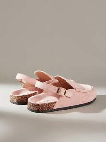 Solecia 女士无后跟纯色平底穆勒鞋，适合春夏季度假穿着，春假、复活节、圣诞节等场合。 - 粉色1 - 查看 4