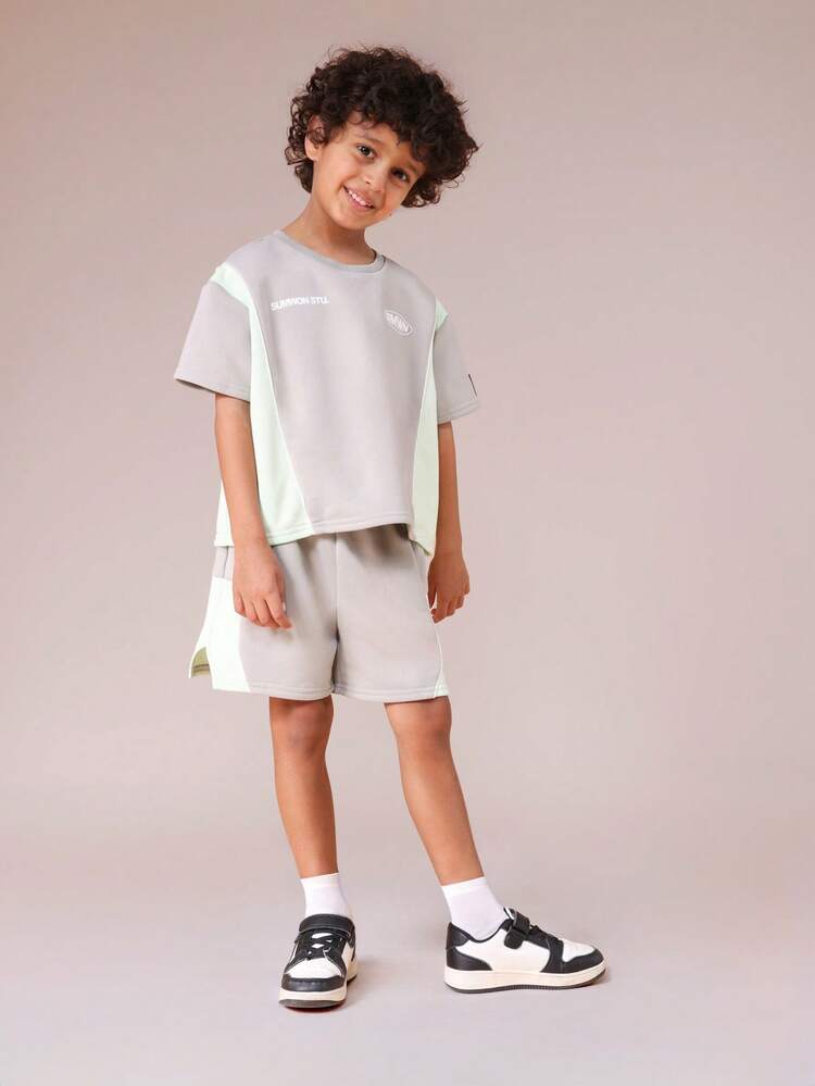 Cut And Sew T-Shirt With Shorts Set
