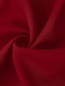 Ellevyn Elegant Chiffon Sleeve Crew Neck Blouse - Red - View 4