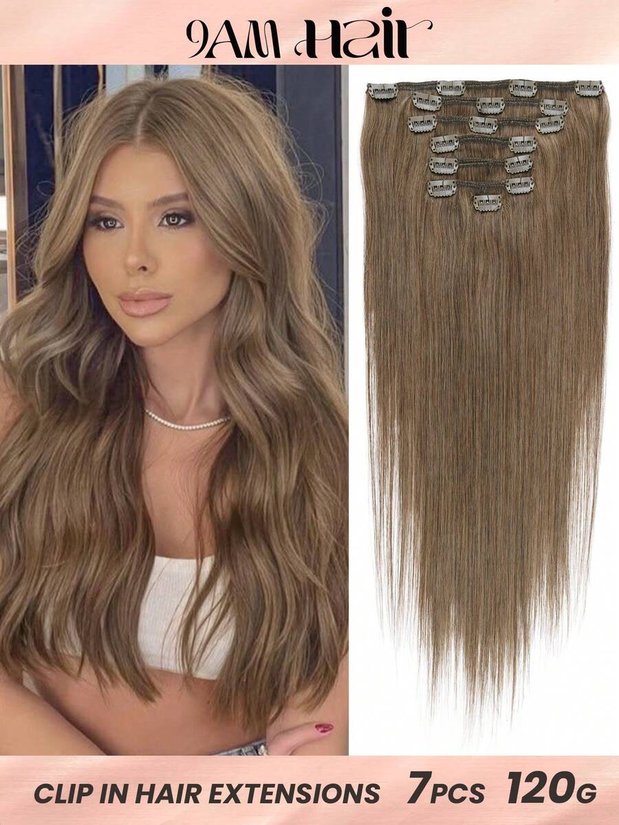 Chestnut Brown Clip In Hair Extensions Real Human Hair 120g 7pcs Clip In Human Hair Extensions Straight Remy Hair Clip In Hair Extensions - S6 - View 1