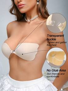 Women's Front Closure Adhesive Invisible Bra To Prevent Flashing - Apricot - View 7