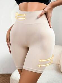 1pc Women Seamless Comfortable Slimming High Waist Shaping Leggings - Apricot - View 3