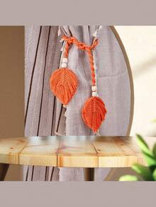 1pc/Set Of Bohemian-Style Curtain Straps, Hand-Woven Colorful Leaf Curtain Decorative Buckles, Curtain Binding Ropes, Home Soft Decoration Hanging Ornaments, Wedding Decor - Multicolor - View 4