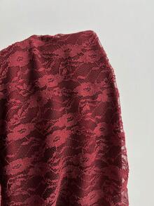 Elamini Women's Sexy & Romantic Deep V-Neck Lace Halter Short Dress, Wine Red, Spring/Summer - Burgundy - View 3