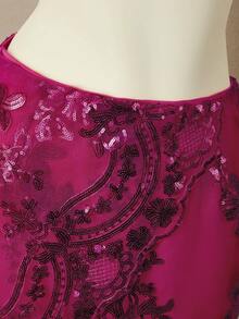 Femesol Chân váy ngắn đính sequin lấp lánh, vạt bất đối xứng dành cho nữ, hàng mới về mùa xuân/hè, phong cách Y2K cho kỳ nghỉ, tiệc tùng, Valentine, kỳ nghỉ hè, chân váy sequin màu hồng. - Màu Hồng Tươi - Xem 4