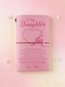 1pc Pink Leather Notebook, Vintage Style Wrap Closure Journal With Creative Design, Portable Travel Diary, Daily Notebook Notebooks For School 2025 Diary - pink - View 5
