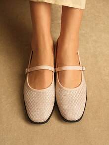 Rosivie Women's Casual Versatile Commute Simple Buckle Flats - Beige - View 7