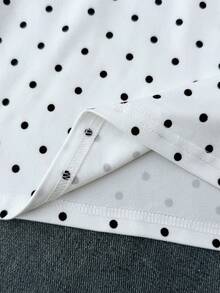 SHEIN 少女白色波点蕾丝边吊带背心，休闲可爱叠穿背心，春夏款 - 白色 - 查看 4