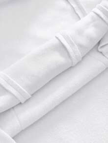 AXEPEAK 男士休闲拼接撞色宽松连体卫衣，秋季款 - 白色 - 查看 5