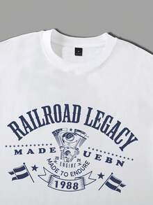 SHEIN 男士休闲印花圆领短袖T恤 - 彩色 - 查看 3