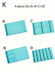 Velvet Jewelry Tray, Large Capacity Jewelry Organizer With Separate Compartments, Stackable Jewelry Display Stand For Earrings, Necklaces, Bracelets, Rings, Hair Clips, Hairbands, Etc. - Blue - View 32