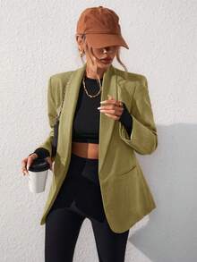 Aveloria Modichic Solid Color Fashionable Commuting OL Office Lady Design Suit Blazer  - Yellow - View 5