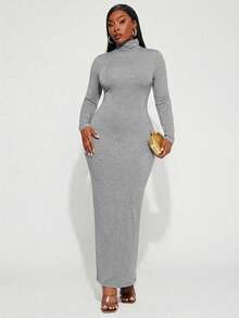 Radiana Đầm cổ cao màu xám cơ bản, tay dài, thanh lịch và gợi cảm dành cho nữ cỡ lớn, thích hợp mặc mùa xuân/hè. Phù hợp cho mặc hàng ngày, đi xem hòa nhạc đồng quê, lễ hội, tiệc tùng, phong cách bohemian, kỳ nghỉ, dã ngoại. - Xám - Xem 4