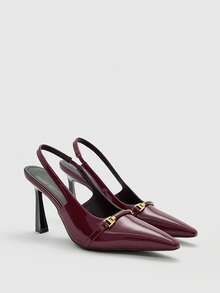 CUCCOO BIZCHIC 女士时尚露趾细高跟鞋，适合通勤、约会、派对、节日及各种场合。 - 酒紅色 - 查看 7