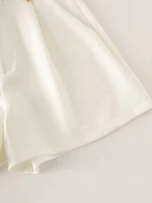 Franclia Summer Holiday Spring Breaks Valentines French Retro High Waist Ruffled Waist Shorts - White - View 6