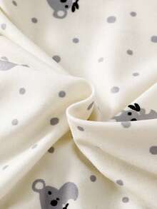 SHEIN 2pcs/Set Newborn Baby Boys Cute Koala Polka Dot Print Long Sleeve Romper Outfit