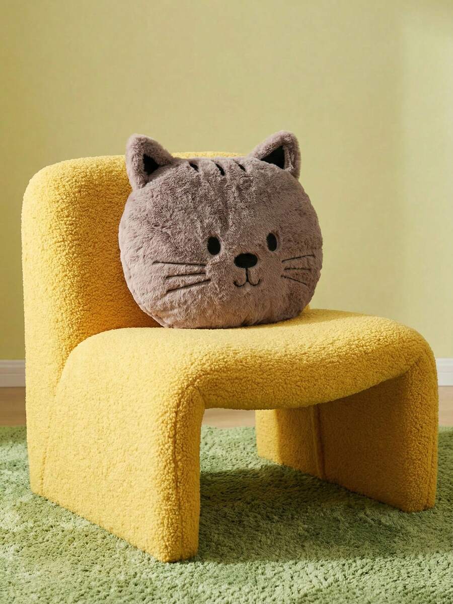 Joivida 1个可爱动物脸毛绒抱枕 - 超柔软猫咪、熊、熊猫、狐狸造型靠垫，可拥抱，舒缓舒适，适合儿童和成人，家居装饰 - 灰貓 - 查看 1