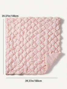 Cozy Pixies 1pc Baby Blanket, Solid Color Quilted 3D Bubble Diamond Pattern, Thick & Soft, Suitable For Autumn/Winter - Dusty Pink - View 4