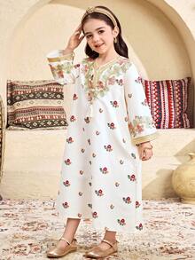 SHEIN 少女休閒寬鬆超長金線緞帶流蘇 - 白色 - 查看 3