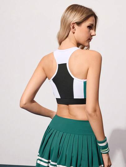 CourtClass Women's Contrast Color Everyday Fitness Sports Bra