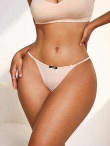 NudeFit 女士休闲罗纹柔软舒适内裤 - 杏色 - 查看 4