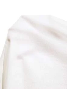 SHEIN EZwear 大码女装春夏休闲度假风白色亚麻美人鱼长裙，抽绳腰带裙，抽绳长裙，鱼尾裙 - 白色 - 查看 11