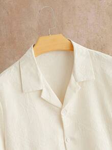 HIMLAND 男士多色休闲简约撞色短袖提花衬衫长裤套装，带口袋，男士度假装，男士提花衬衫套装，男士两件套，男士休闲套装，男士衬衫长裤套装 - 彩色 - 查看 3