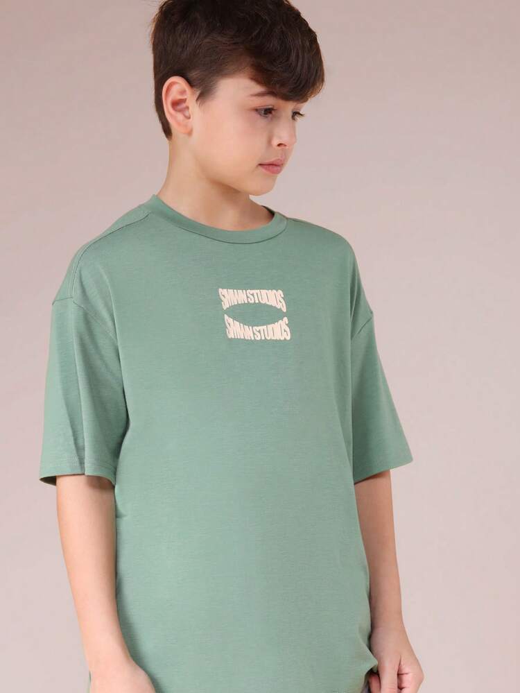 Sage Green T-Shirt With Logo Print
