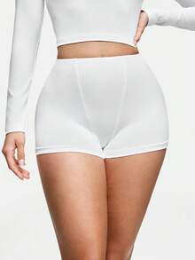 SHAPORA Quần short ngủ nữ màu trơn, cạp chun. - trắng - Xem 5