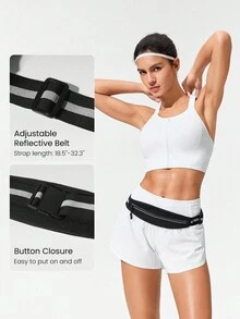 GLOWMODE 0.5L Glow Run Breathable Mesh Waterproof Logo Reflective Zipper Pocket Drawstring Adjustable Strap Micro Running Belt Bag Jogging Training Travel Studio Daily Active Fall Winter - Black - View 6