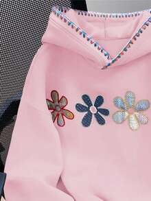 Resyla Áo sweatshirt nữ dáng rộng, in họa tiết hoa, vai rớt, thích hợp cho mùa xuân/thu, mặc hàng ngày, đi làm, đi nghỉ mát. - Hồng - Xem 3