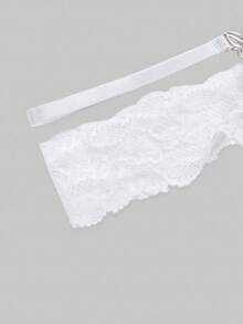 ROMWE J-Fashion Y2K蝴蝶水钻蕾丝拼接女士丁字裤 - 白色 - 查看 4