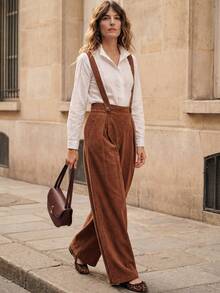 SHEIN LUNE Chic Jumpsuit Long Casual Sleeveless Jumpsuit In Woven Fabric - Brown - View 5