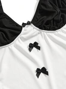 Fantasy Costume 4pcs/Set Cute Contrast Color Rabbit Print Sexy Plus Size Romper - Black and White - View 5